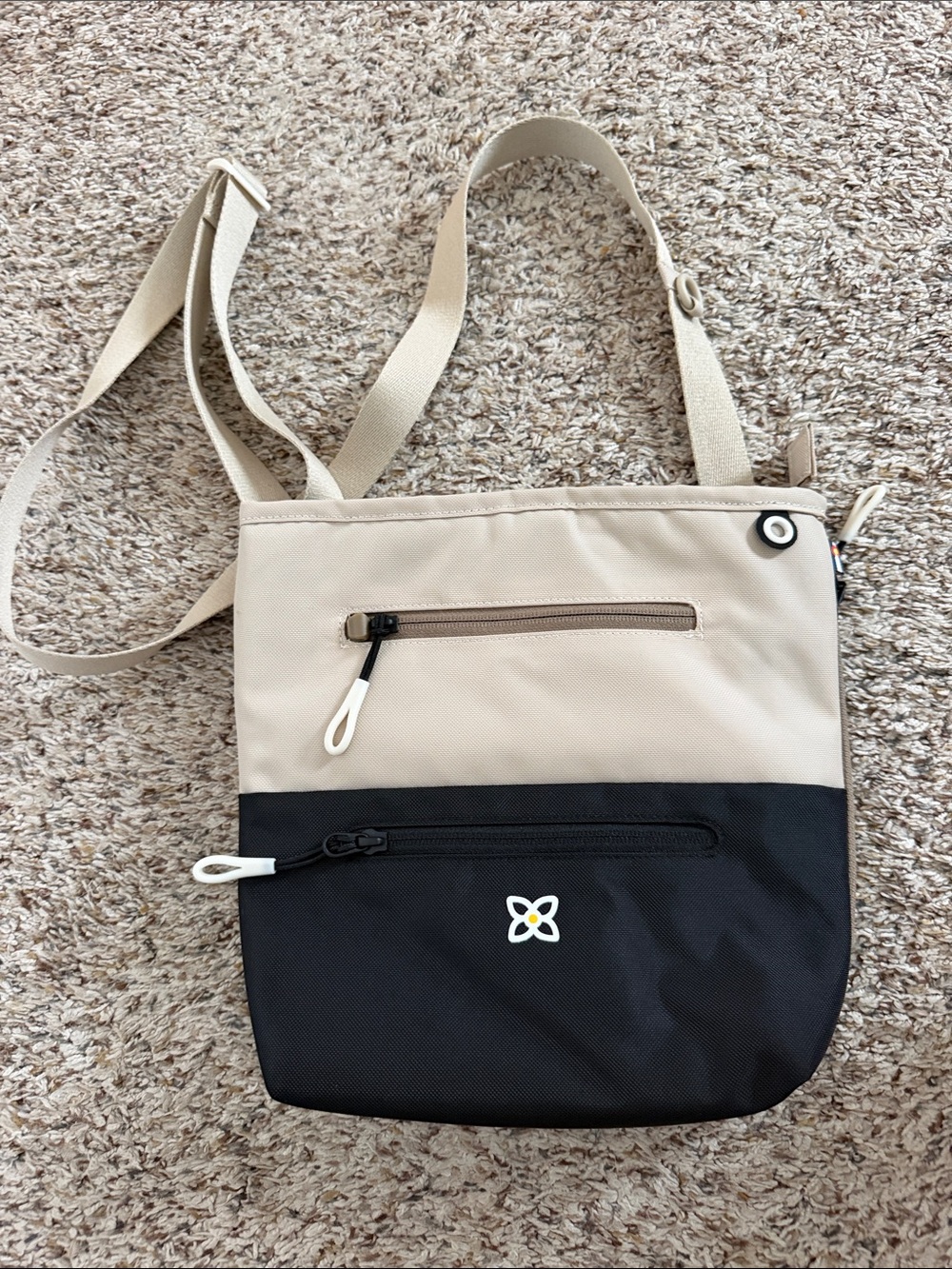 Sherpani Beige and Black Crossbody Bag